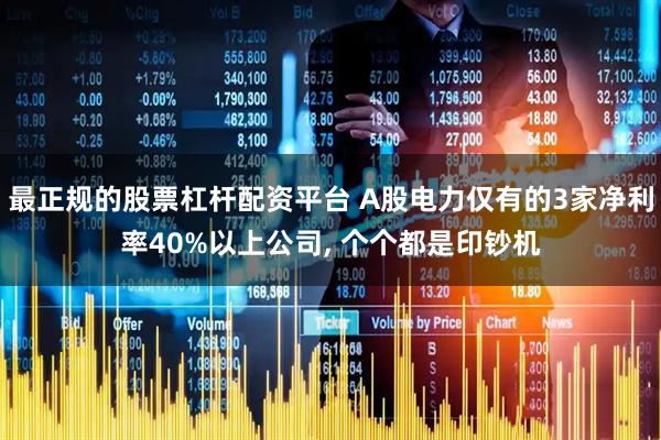 最正规的股票杠杆配资平台 A股电力仅有的3家净利率40%以上公司, 个个都是印钞机