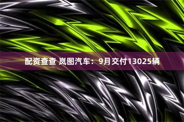 配资查查 岚图汽车：9月交付13025辆
